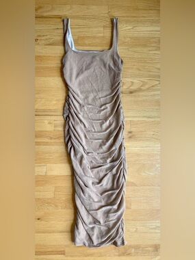 Ruched Taupe Bodycon Maxi Dress - Women
